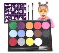 Lectorias pintacaras infantil, 15 Colores pintura cara, con 2 Pinceles y 40 Plantillas, Pinturas Cara para Niños Lavable, face painting kit, para Halloween/Navidad/Cosplay de Maquillaje
