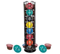 Lectorias Porta Capsulas para Dolce Gusto, Soporte para Contener 32 Piezas Café Capsulas, 360 Grados Giratorio Dispensador Capsulas, Negro Organizador Cápsulas con Base Antideslizante, Hecho de Metal