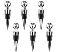 Lectorias Set de 6 Tapon Botella Vino, Tapones para Botellas Reutilizables, Tapón de Vacío Sellado Hermético para la Colección de Vinos Vino, Champán, Botellas de Vidrio (Plástico Plateado)