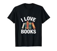 Lectura de diseño de ratón de Biblioteca I Love Books Camiseta gráfica económica, Hombre, Negro, M