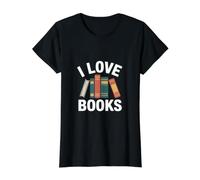 Lectura de diseño de ratón de Biblioteca I Love Books Camiseta gráfica económica, Mujer, Negro, L