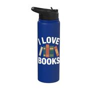 Lectura de diseño de ratón de biblioteca I Love Books Stainless Steel Insulated Water Bottle