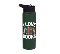 Lectura de diseño de ratón de biblioteca I Love Books Stainless Steel Insulated Water Bottle