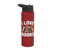 Lectura de diseño de ratón de biblioteca I Love Books Stainless Steel Insulated Water Bottle