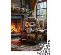 Lectura de Erizo Acogedor 1000 Piezas Stock De Cartas Premium Paquete De Rompecabezas Entusiastas De Jigsaw Senior Difícil Desafío Decoración De Paredes Paquete De Valor 70x50cm/1000pcs
