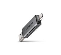 Lectura de tarjetas - AXAGON - CRE-DAC - USB 3.2 Gen1 Tipo-C y Tipo-A - 2 ranuras - Blanco