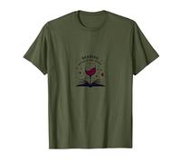 Lectura Entre el Libro de vinos y el Arte de los Amantes del Vino Camiseta, Hombre, Verde Oliva, L