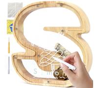 LEcylankEr Huchas Originales para Adultos Niños Hucha Infantil de Madera Huchas Cerdito Letra Transparente Personalizada Hucha Billetes Creativa Regalo/Decoración del Hogar (Edición Upgrade, S)