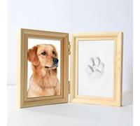 LEcylankEr Juego de Impresiones Huellas Perro y Gato,Marco de Madera Impresión de Yeso en 3D Caja de Recuerdos Marco de Fotos para Huellas de Mascotas y Juego de Impresión (Madera)