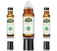 Leczhmyo Aceite de ricino orgánico para el vientre, la cara, el cuerpo, debajo de los ojos, certificado orgánico, prensado en frío, sin hexano, sin refinar, 3 botellas de vidrio de aceite de ricino