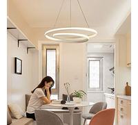 LED 52W Pendant Light Fitting Island Chandelier Artwork Ceiling Lighting Indoor Oval Lamp Dining Table Chandelier Aluminum Hanging Light Fixture for Living Room Office Dimmable (White)