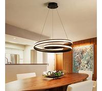 LED 52W Pendant Light Fitting Island Chandelier Artwork Ceiling Lighting Indoor Oval Lamp Dining Table Chandelier Aluminum Hanging Light Fixture for Living Room Office Dimmable (Black)