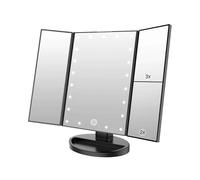 LED Adjustable Tri-Fold Makeup Mirror Chargeable for Desktop And Travel Use Portable Design