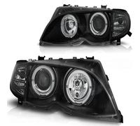 LED Angel Eyes Juego Faros Delanteros BMW 3er E46 01-05 Negro Tuning Tec