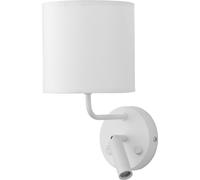 LED Aplique Con Lámpara de Lectura en Blanco Metal Tela Salón Cama Pasa E27
