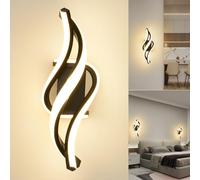 LED Aplique pared Interior iluminación,22W Blanco Cálido 3000K 1800LM Lampara de Pared,Moderno Diseño Curvo Apliques Pared,Luz Pared Blanca Aluminio Acrílico para Salón Dormitorio Estudio en Pasillo