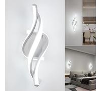 LED Aplique pared Interior iluminación,22W Blanco Fría 6000K 1800LM Lampara de Pared,Moderno Diseño Curvo Apliques Pared,Luz Pared Blanca Aluminio Acrílico para Salón Dormitorio Estudio en Pasillo