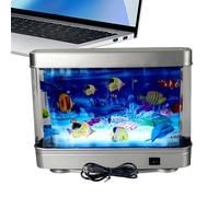 LED Aquarium Lights, Fake Fish Tank, Mini Aquarium Decor, Quiet Sensory Decoration, 12.2x3.54x9.45 Inches Realistic Glowing for Kids, Adults, and Baby Birthday Night Enjoyment