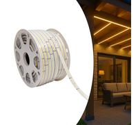 LED ATOMANT 20 Metros de Tira LED 220V COB Directa, Luz Exterior Lineal 10W/m, IP67 Impermeable, Color Blanco Calido (3000K) 950LM/m Corte 16,5cm, Uso sin Transformador, Conector Incluido