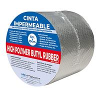 LED ATOMANT 5mx10cm Cinta impermeable de Caucho butilico y Aluminio extra fuerte, Diseño en diamante, Cinta butilo multiusos, Reparacion de grietas, fugas de techo, ruptura de tuberias