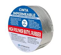 LED ATOMANT 5mx5cm Cinta impermeable de Caucho butilico y Aluminio extra fuerte, Diseño en diamante, Cinta butilo multiusos, Reparacion de grietas, fugas de techo, ruptura de tuberias