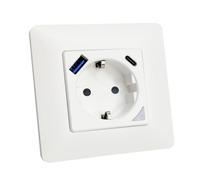 LED ATOMANT Enchufe de Pared Inteligente Wifi 16A con USB y USB C, Carga Rapida, Medidor de Consumo, Base Schuko para Empotrar, APP Smart Life, Compatible con Alexa y Google Home