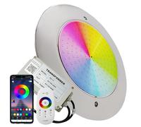 LED ATOMANT Foco de Piscina LED 12W RGB Impermeable IP68, Ø25cm, Acero Inoxidable, Montaje en Superficie, con Transformador AC 220V/12V DC y Mando a distancia Control Remoto, APP Bluetooth