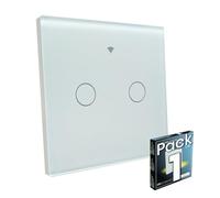 LED ATOMANT Interruptor de Cristal Inteligente Wifi 2 Vias, Pulsador de pared, Control Mediante APP Smart Life, Compatible con Google Assistant y Alexa, Pulsador Tactil Iluminacion