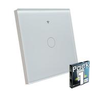 LED ATOMANT Interruptor de Cristal Inteligente Wifi, Sin Cable Neutro, Pulsador de pared, Control Mediante APP Smart Life, Compatible con Alexa y Google Assistant, Pulsador Tactil Iluminacion