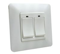 LED ATOMANT Interruptor Inteligente Wifi 2 Pulsadores, Color Blanco, Apariencia Clasica con medidas Standard, Pulsador de pared Control Mediante APP Smart Life, Compatible con Alexa, Google Assistant