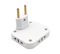 LED ATOMANT Ladrón Enchufe Ultra Plano Blanco con 3 Enchufes Doble (Europeo y Americano) Cabezal Giratorio 180º