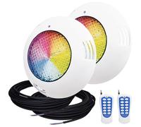 LED ATOMANT Lote de 2 Focos de piscina LED 45W RGB 12V AC, Luz para Piscina Impermeable IP68 Sumergible, Cable 20m, Con Mando a distancia por control remoto