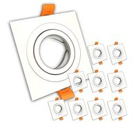 LED ATOMANT Pack 10x Aro Cuadrado para Foco Empotrable Aluminio Lacado Blanco. Aro Downlight. Soporte para GU10.