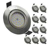 LED ATOMANT Pack 10x Downlight LED Redondo Empotrable Orientable 7W Corte 75mm, Color Blanco Calido (3000K), 700 Lumenes, Aro de Acero Pulido, Ceiling Integrado Directo a 220V