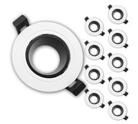 LED ATOMANT Pack 10x Marco Foco Empotrable GU10 Blanco y Negro, Aro Downlight Soporte Redondo Bombilla LED GU10, Orientable hasta 30º