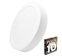 LED ATOMANT Pack 10x Plafon LED Redondo Superficie 225mm, 18W, Color Blanco Frio (6500K), 1650 Lumenes, Driver integrado, Para Techo Cocina Baño