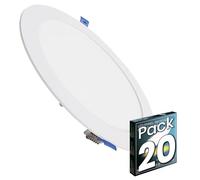 LED ATOMANT Pack 20x Downlight LED Panel Extraplano Redondo 220mm 20W, 1800 lumenes, Color Luz Neutra (4500K), Corte estandar 200mm, Driver incluido