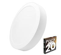 LED ATOMANT Pack 20x Plafon LED Redondo Superficie 225mm, 18W, Color Blanco Frio (6500K), 1650 Lumenes, Driver integrado, Para Techo Cocina Baño