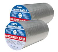 LED ATOMANT Pack 2x 5mx20cm Cinta impermeable de Caucho butilico y Aluminio extra fuerte, Diseño en diamante, Cinta butilo multiusos, Reparacion de grietas, fugas de techo, ruptura de tuberias