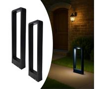 LED ATOMANT Pack 2x Balizas Exterior Jardin 7W, color blanco frio 6500K, IP67 Impermeable, 750LM Poste de iluminacion LED negro antracita de metal para Caminos