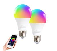 LED ATOMANT Pack 2x Bombilla LED Inteligente WiFi E27 8W RGB+CCT (Blanco Calido, Neutro y Frio), Regulable, Equivalente a 90W tradicional, Compatible con Alexa y Google Home