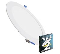 LED ATOMANT Pack 2x Downlight LED Panel Extraplano Redondo 220mm 20W, 1800 lumenes, Color Luz Fria (6500K), Corte estandar 200mm, Driver incluido
