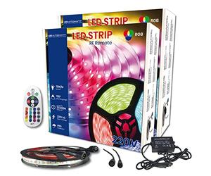 LED ATOMANT Pack 2x KIT de 5 metros de Tira de Luz LED RGB Directa a 220v con Controlador y Mando RF. Color RGB Impermeable. Corte cada 12,5cm.
