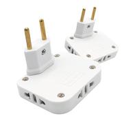 LED ATOMANT Pack 2X Ladrón Enchufe Ultra Plano Blanco con 3 Enchufes Doble (Europeo y Americano) Cabezal Giratorio 180º