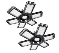 LED ATOMANT Pack 2x Luces de Garaje LED 50W, Diseño Hexagonal con 6 Paneles Ajustables, Iluminacion Blanca Fria 6000LM, Angulo Direccionable 90º por Panel, Casquillo E27, Facil Instalacion