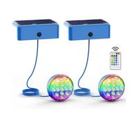 LED ATOMANT Pack 2x Luces solares para piscinas sin instalacion LED 2,6W RGB IP68, Cable 1m, Fijacion con adhesivo o tornillos, Luz solar piscina sumergible para decoracion, Iluminacion impermeable