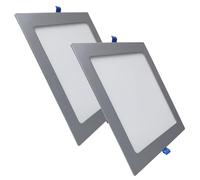 LED ATOMANT Pack 2x Panel LED Cuadrado Marco Plata 225mm 20W, CCT (Selector de Color Blanco Calido, Neutro y Frio), Corte 205mm, 1800 Lumenes, Driver incluido