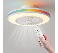 LED ATOMANT Pack 2x Ventilador de Techo con Luz LED 48W, Motor DC 15W, Ø 50cm, CCT + RGB, Regulable, 5000LM, 6 Velocidades Silencioso y Bajo Consumo, Modo Verano Invierno, Con Mando