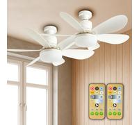 LED ATOMANT Pack 2x Ventilador de Techo con Luz LED y Mando a Distancia, 40W Ø52cm E27, Silencioso, Regulable en 3 Colores y Velocidades, Temporizador, 6 Aspas