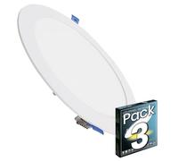 LED ATOMANT Pack 3x Downlight LED Panel Extraplano Redondo 220mm 20W, 1800 lumenes, Color Luz Fria (6500K), Corte estandar 200mm, Driver incluido